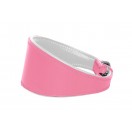  Ace Traditional Leather Dog Collar lined with super SOFT leather ::PINK with WHITE LINING::